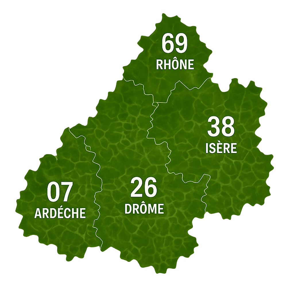 Zone d'intervention Drôme Ardèche Isère Rhône